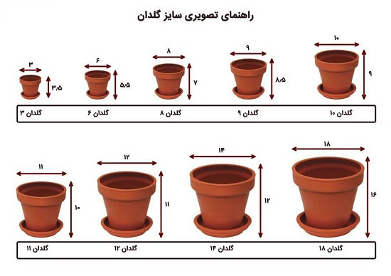 سایزبندی گلدان | گل لر | فروش آنلاین گل و گیاه | نحوه انتخاب گلدان مناسب